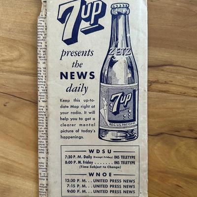 1941 International Radio News Map w/ 7up Bottle Opener