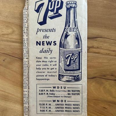 1941 International Radio News Map w/ 7up Bottle Opener