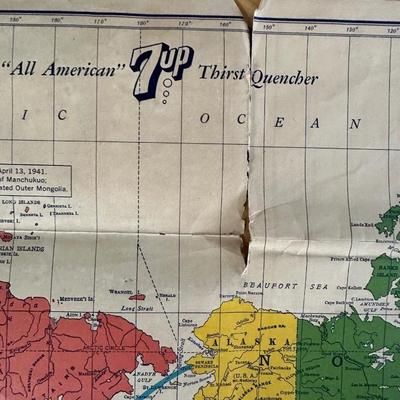1941 International Radio News Map w/ 7up Bottle Opener
