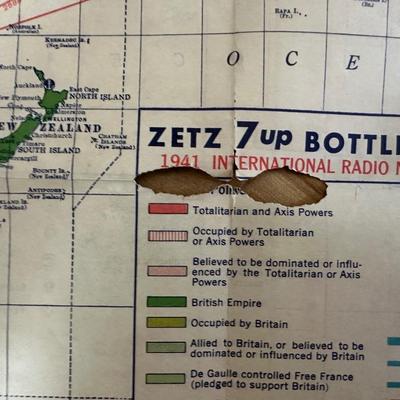 1941 International Radio News Map w/ 7up Bottle Opener