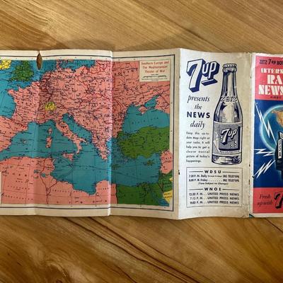 1941 International Radio News Map w/ 7up Bottle Opener