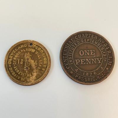 Cleveland 1884 Campaign, Masonic Penny, Risqué Winning Coins & Tokens (K-SS)