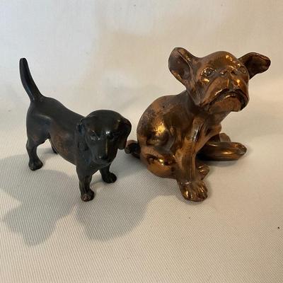 French Bulldog & Spaniel dogs in Cast metal