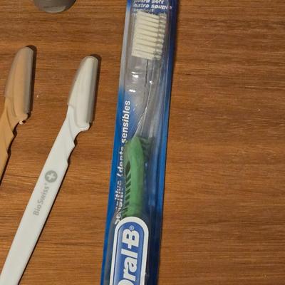 Lotions, Kleenex, Toothbrush, Tweezers, Face Planers, and Face Cream