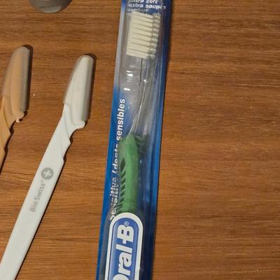 Lotions, Kleenex, Toothbrush, Tweezers, Face Planers, and Face Cream
