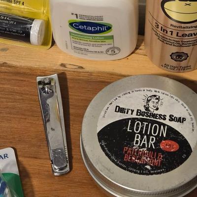 Mixed Beauty Lot - Lotions Chapstick, Sunblock, Toothbrushes, and Floss,