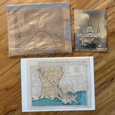 Plan of New Orleans Map, 1866 & Map of Louisiana, 1935