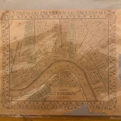 Plan of New Orleans Map, 1866 & Map of Louisiana, 1935