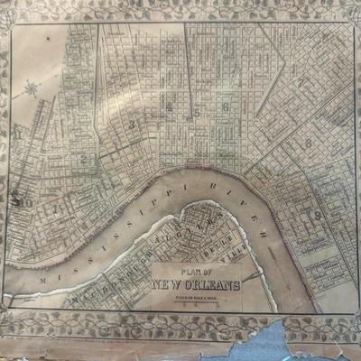 Plan of New Orleans Map, 1866 & Map of Louisiana, 1935