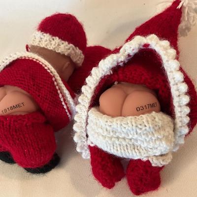 Two Baby Santa & Mrs Claus dolls