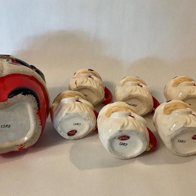 Vintage Lefton Santa Decanter and 6 mini cups