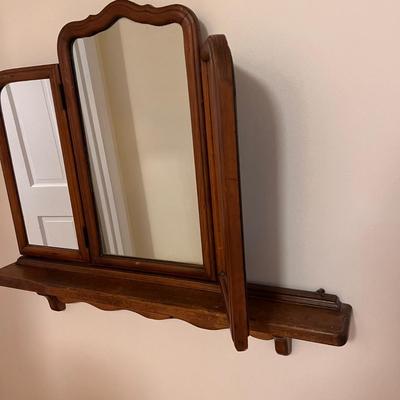 Mid Century Trifold Mirror w/ Shelf (H-DZ)