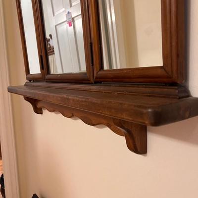 Mid Century Trifold Mirror w/ Shelf (H-DZ)