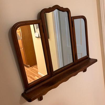 Mid Century Trifold Mirror w/ Shelf (H-DZ)