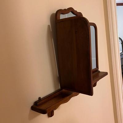 Mid Century Trifold Mirror w/ Shelf (H-DZ)