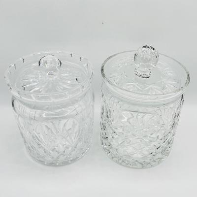 Pair (2) ~ Large 6" Crystal Biscuit Jars
