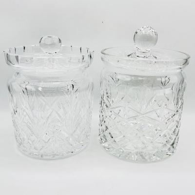Pair (2) ~ Large 6" Crystal Biscuit Jars