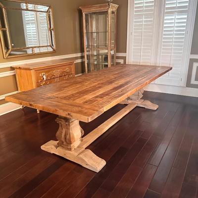 RESTORATION HARDWARE ~ Rustic Heavy Solid Wood Trestle Table ~ Excellent
