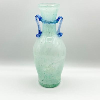 Murano ~ Blue & Aqua Art Glass 10” Vase