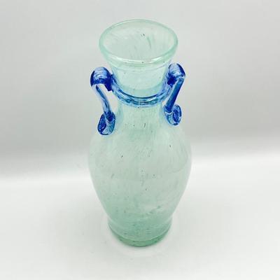 Murano ~ Blue & Aqua Art Glass 10” Vase