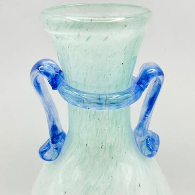 Murano ~ Blue & Aqua Art Glass 10” Vase