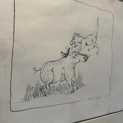 Original The Boar Hunt - Drawing # 1 by Alex Beard