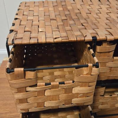 Desk or Counter Top Wicker 4 Drawer Storage