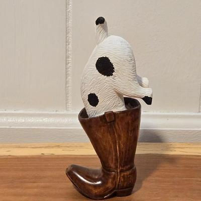 Dog in a Boot Resin Deco