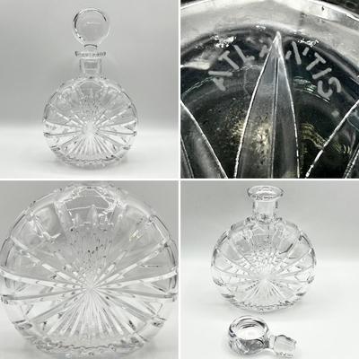 ATLANTIS ~ Pair (2) ~ Round Crystal Liquor Decanters With Stoppers