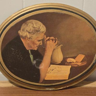 Antique Praying Woman Plaque