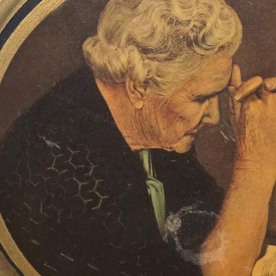 Antique Praying Woman Plaque