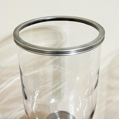 GODINGER ~ Pair (2) Metal & Glass Hurricane Candlestick Holders