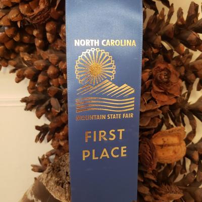 First Place NC State Fair Pine Cone Wreath (H-KD)