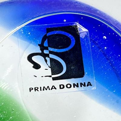 PRIMA DONNA ~ Tropical Fish Pedestal Art Glass Oval Tray