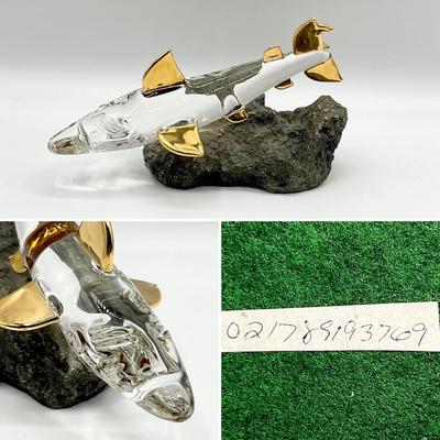 Art Glass Marine Life With Gold Accents ~ Set Of Three (3)