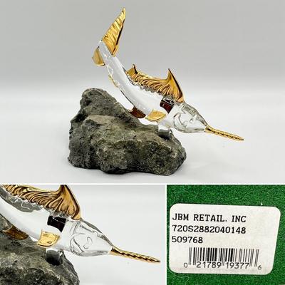 Art Glass Marine Life With Gold Accents ~ Set Of Three (3)