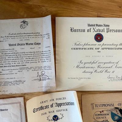 Various Military Certificates