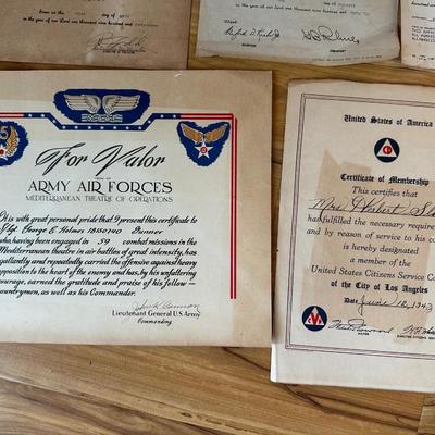 Various Military Certificates