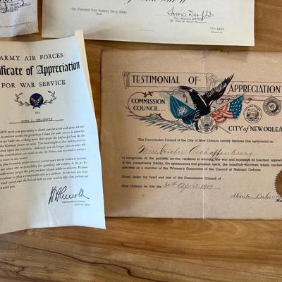 Various Military Certificates