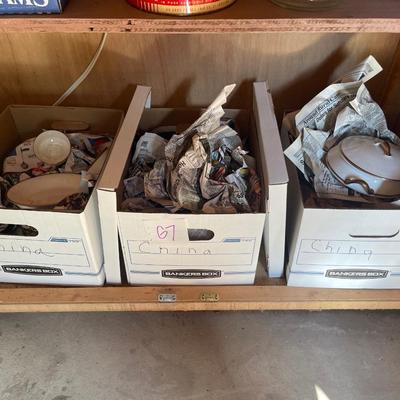 G7-three boxes of Homer Laughlin China