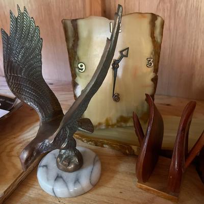 G23-Eagle statue, wooden boxes, clock etc