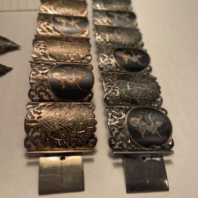 J1-2 STERLING cuffed bracelets with matching pair of earrings