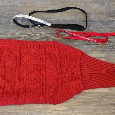 Dog Sweater and 2 Leashes