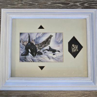 Original Artwork "Thunderbirds and Orcas" with a Pottery Piece