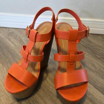 Orange Wedge Sandals