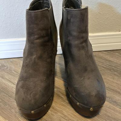 Brown Suede Like High Heel Booties