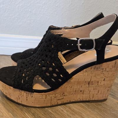 Black Wedge Sandals