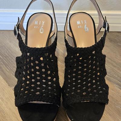 Black Wedge Sandals