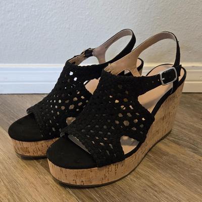 Black Wedge Sandals