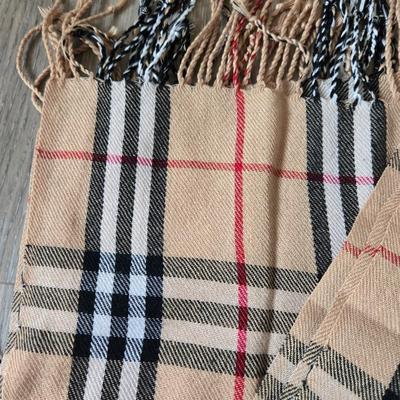 Burberry Style Plaid Wool Scarf